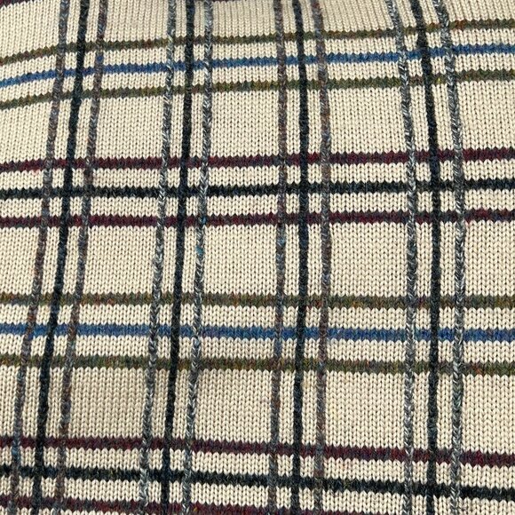 Vintage 100% Wool Plaid Knit Sweater Oversized Slouchy Loose Relaxed Fit Grandpa - Picture 6 of 7